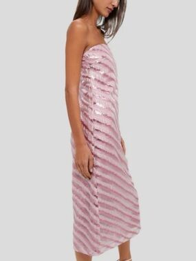 Tuckernuck Hyacinth House Shimmer Stripes Mila Strapless Midi Dress Size M